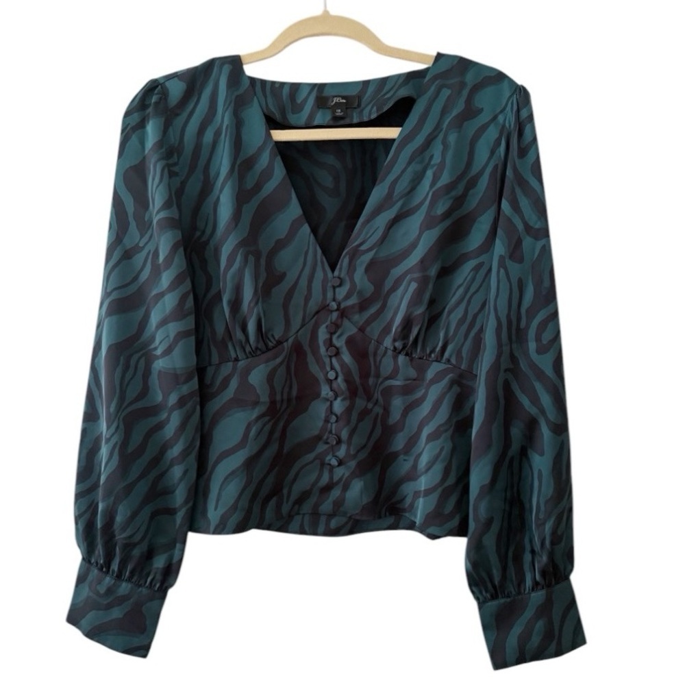 J. Crew Deep V-Neck Button Front Blouse Size 12